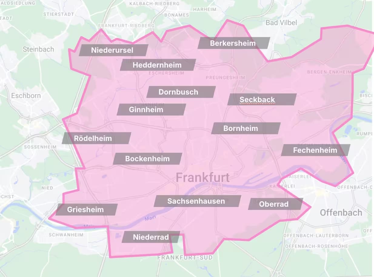 Lieferbereiche Frankfurt am Main